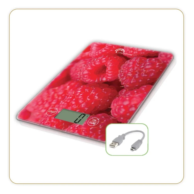 Balance de cuisine, Slim Framboise USB, Sans pile