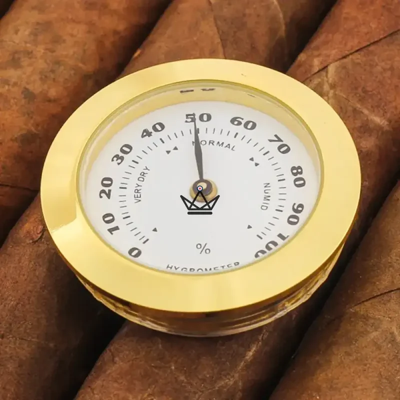 Hygromètre Analogique FAROX 34 — Finition Dorée, Format Compact | Cave à Cigares