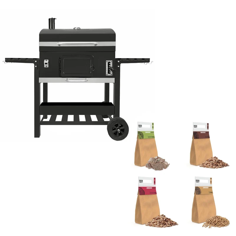 Barbecue au Charbon Fumoir XL avec Bois de Fumage