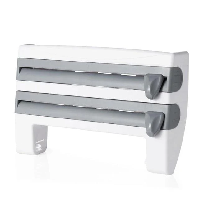 DISTRIBUTEUR PORTE-ROULEAU PAPIER DE CUISINE 4 EN 1