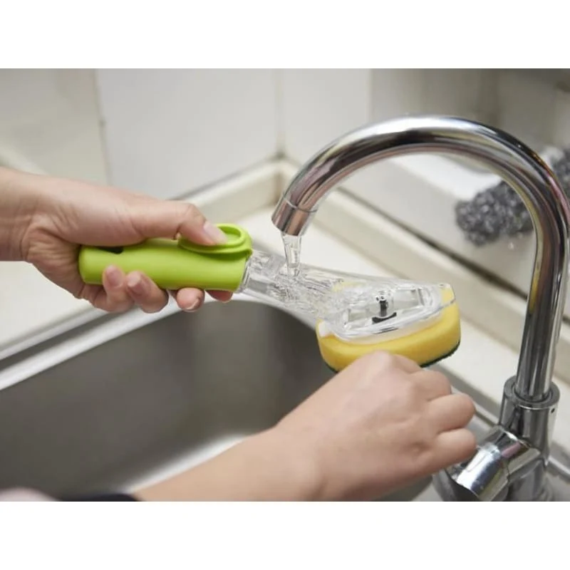 Brosse à Vaisselle avec Distributeur de Liquide Vaisselle intégré