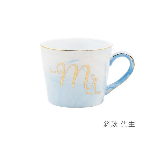 Mug Mr et Mrs en Porcelaine (style marbre)