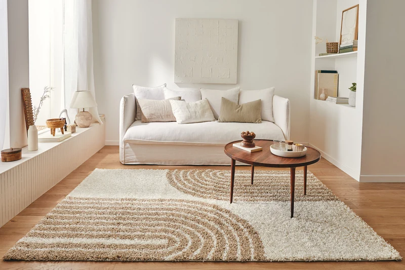 Tapis shaggy beige - Olympe