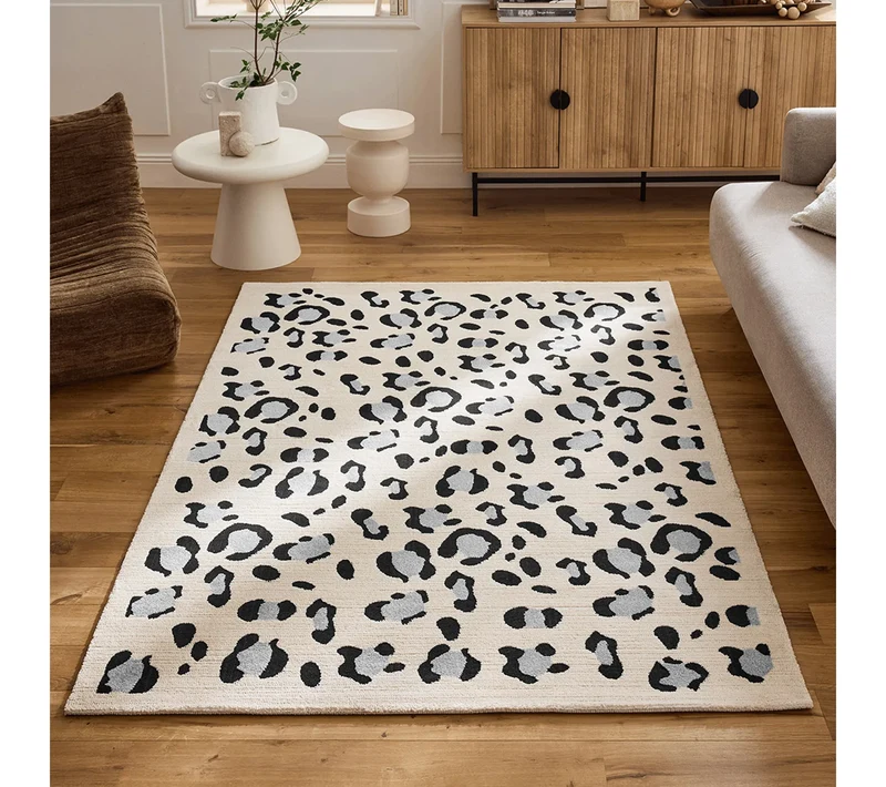 Tapis d'intérieur crème motifs léopard - Leovah