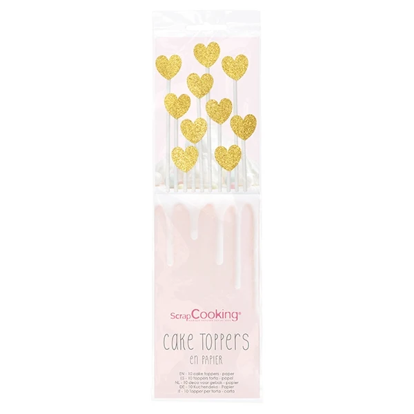 Cake toppers cœurs dorés Scrapcooking