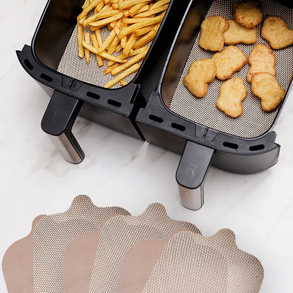 Lot 4 x 2 feuilles de cuisson rectangulaires pour friteuse à air chaud NoStik