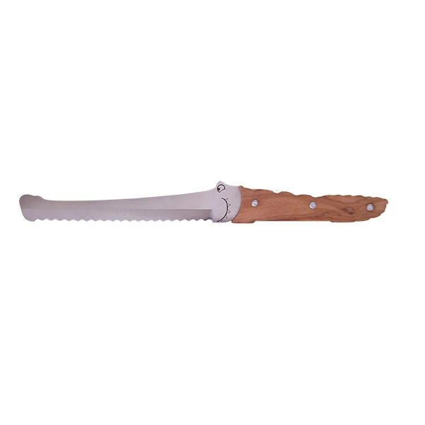 Couteau à pain Croco manche bois d’olivier 32,6 cm Roger Orfèvre