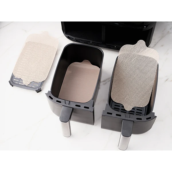 Set de feuilles de cuisson rectangulaires pour friteuses à air chaud double panier NoStik