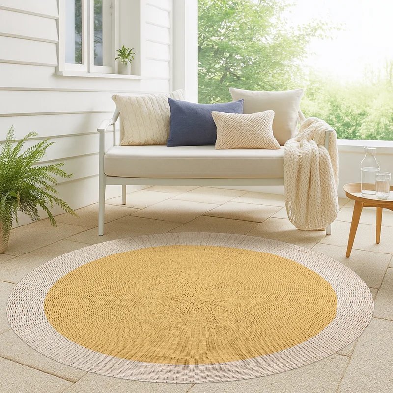 Tapis en vinyle pour intérieur / extérieur – Rotin jaune