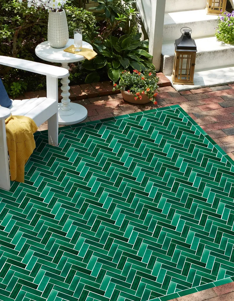 Tapis en vinyle pour intérieur / extérieur - Zellige vert émeraude