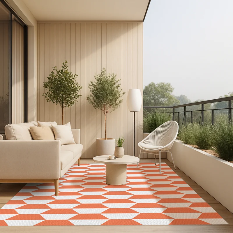 Tapis en vinyle pour intérieur / extérieur - Hexa Terracotta