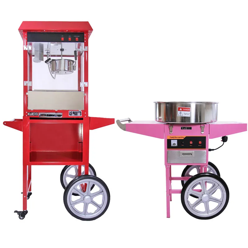 KuKoo Lot de Machine à Popcorn, Machine à Barbe à Papa & Chariots