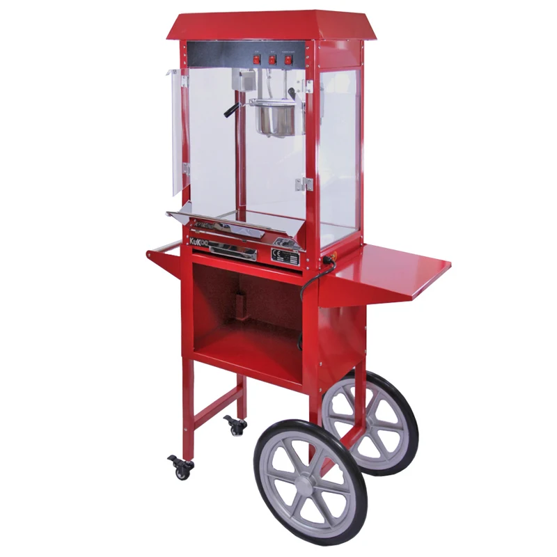 KuKoo Machine à Popcorn en Inox Rouge & Chariot