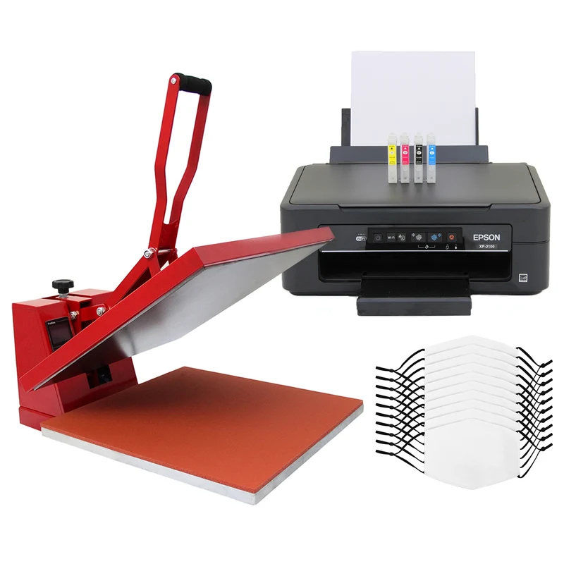 PixMax Lot de Presse à Chaud 38 cm, 10 Masques Vierges & Imprimante