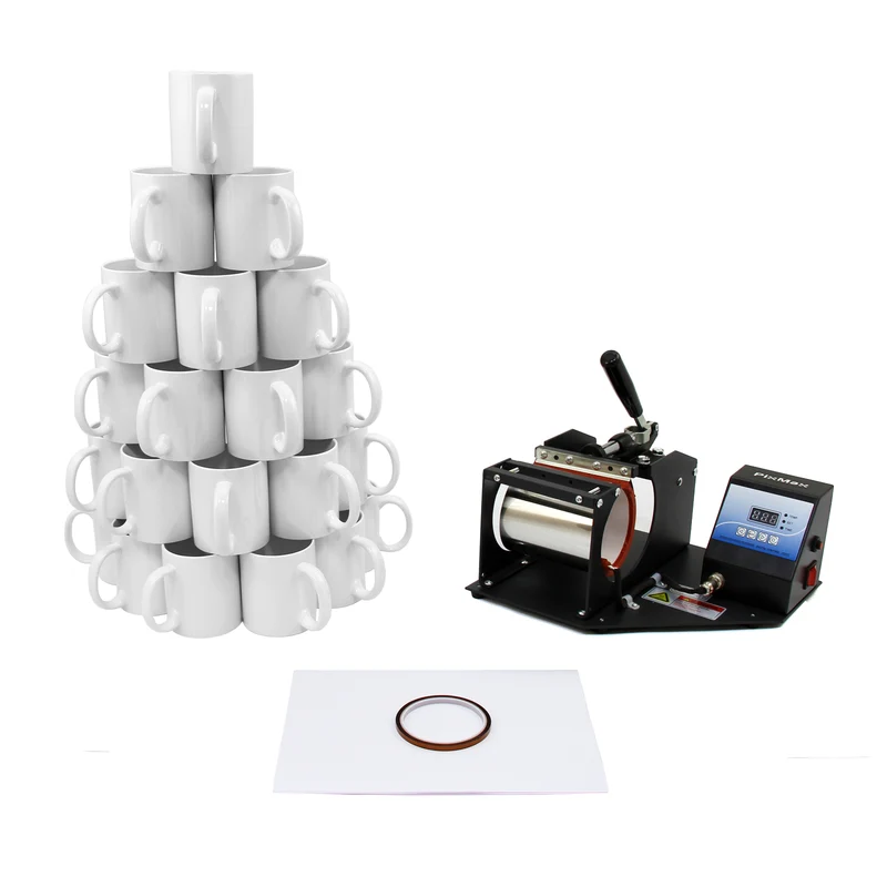 PixMax Lot de Presse à Chaud pour Tasses & 72 Tasses Vierges