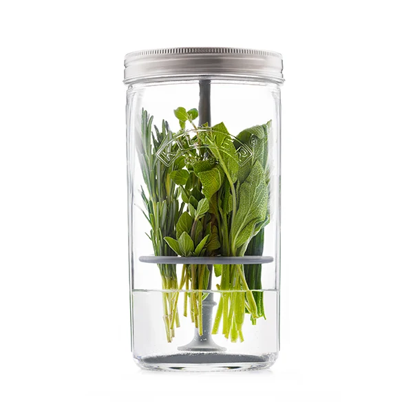 Set de préservation pour herbes en verre et silicone 1 L Kilner
