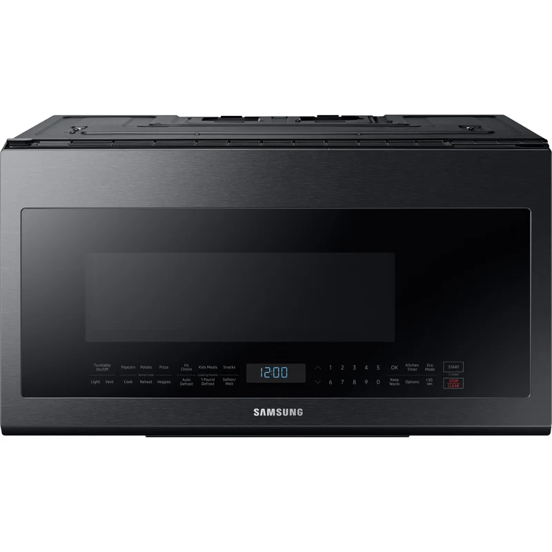 Samsung Four à micro-ondes au dessus de cuisinière de 30 po, 2,1 pi cu avec système de ventilation ME21M706BAG/AC