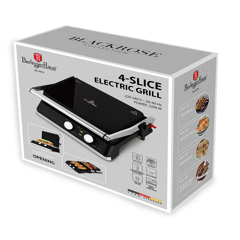Parrilla Eléctrica Con Bandeja Recogegrasa Y Panel De Vidrio.