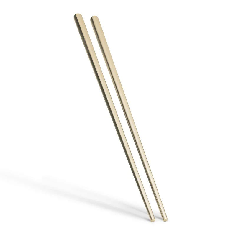 Set De 12 Palillos Con Revestimiento Pvd Color Oro Champán.