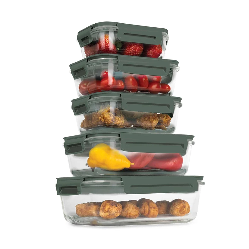 Set De 5 Recipientes De Vidrio Para Alimentos