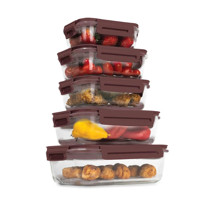 Set De 5 Recipientes De Vidrio Para Alimentos