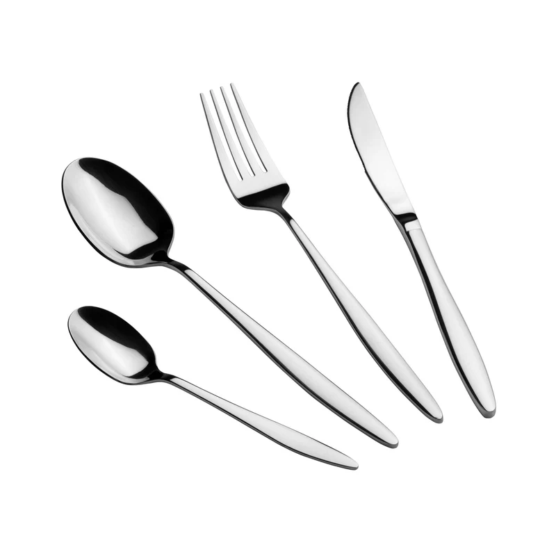 Set De Cubiertos De 24 Piezas, Plateado Espejo Pulido.