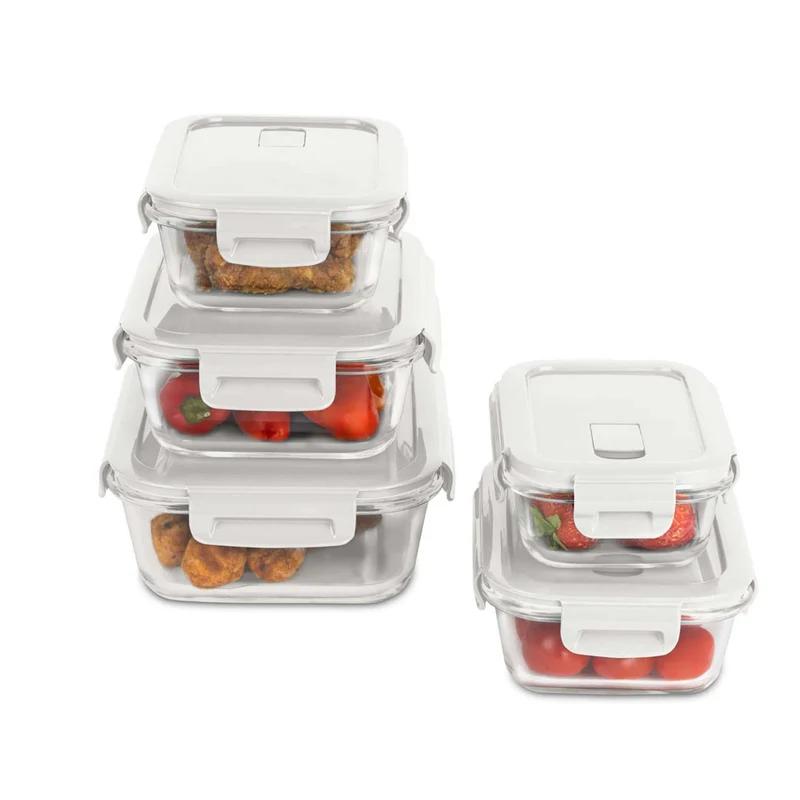 Set De 5 Recipientes De Vidrio Para Alimentos