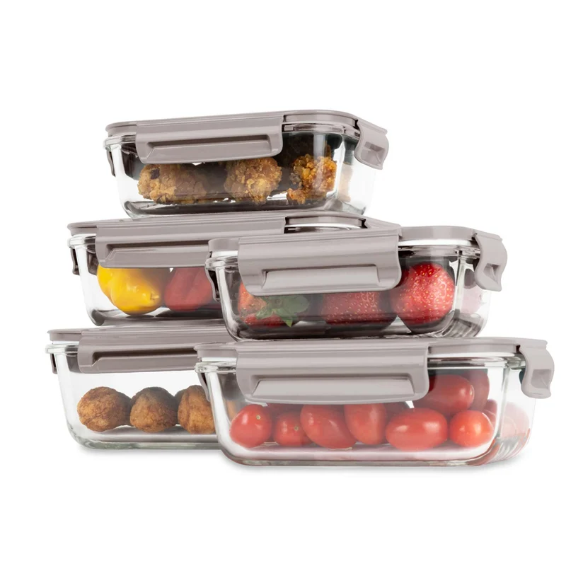 Set De 5 Recipientes De Vidrio Para Alimentos