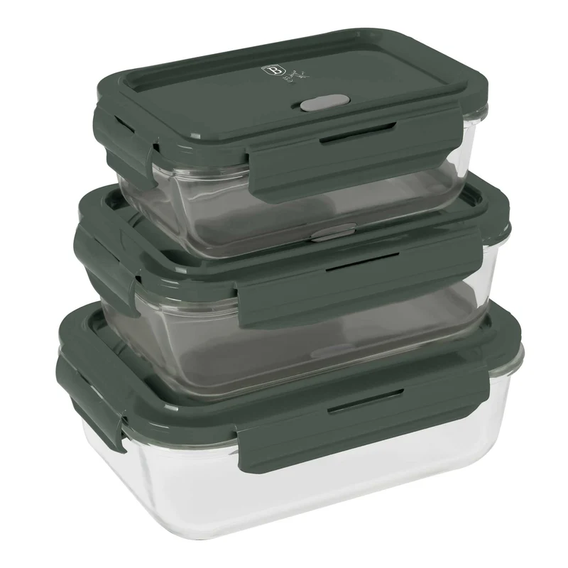 Set De 3 Recipientes De Vidrio Para Alimentos