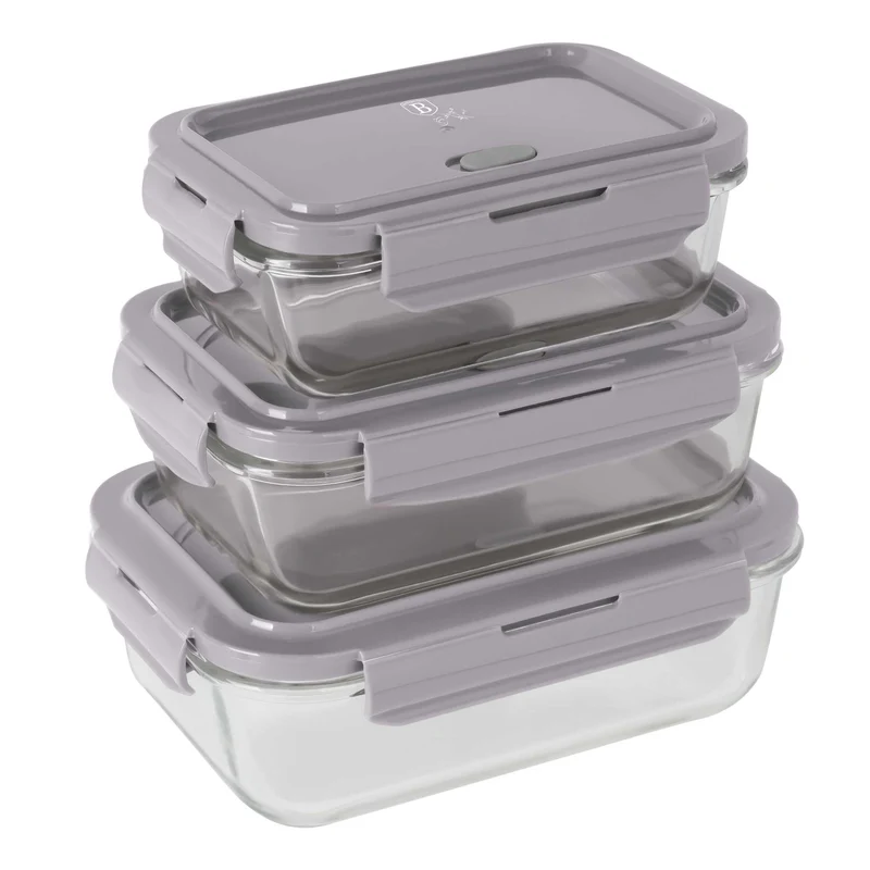 Set De 3 Recipientes De Vidrio Para Alimentos