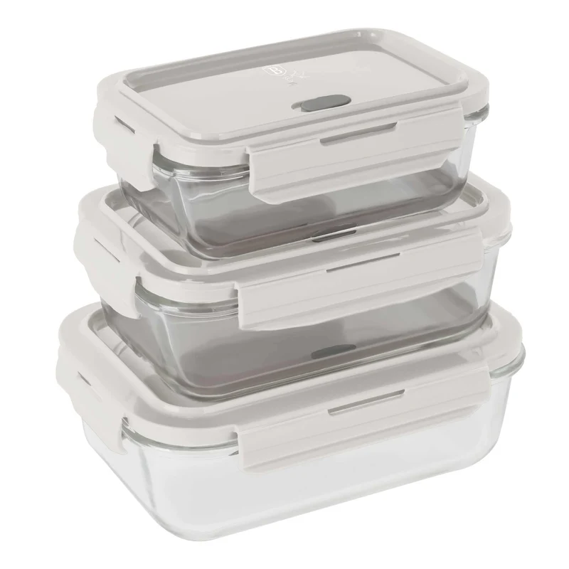 Set De 3 Recipientes De Vidrio Para Alimentos