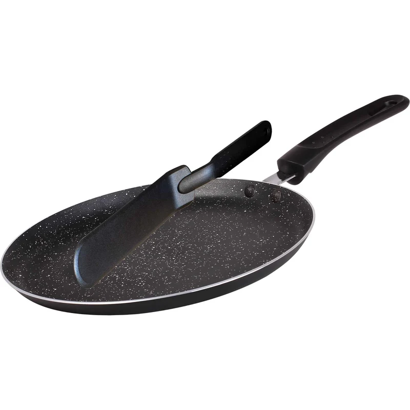 Sartén Para Tortitas Con Espátula, Color Negro, 24 Cm.