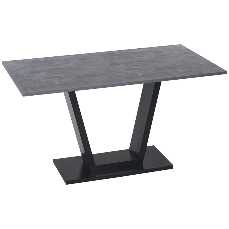 Table à manger Easycomfort pour 4 à 6 personnes, plateau effet marbre et piètement en acier, 140 x 80 x 76 cm, noire