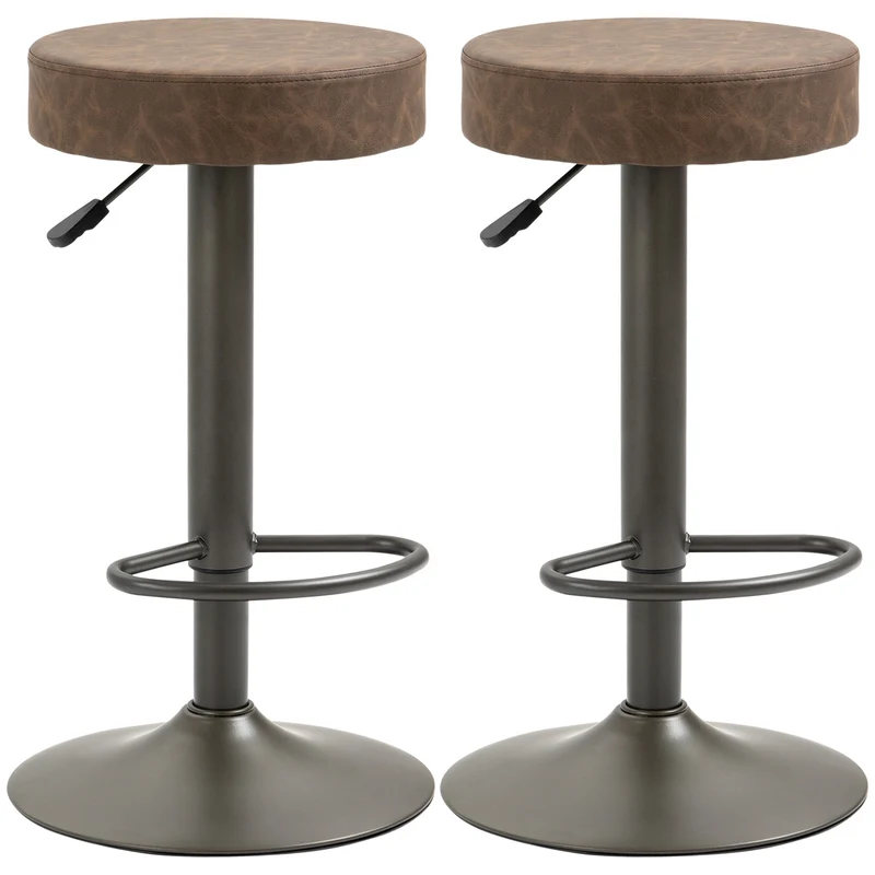 Ensemble de 2 tabourets de bar pivotants Easycomfort avec repose-pieds et hauteur réglable, 35 x 36 x 64-85 cm, marron