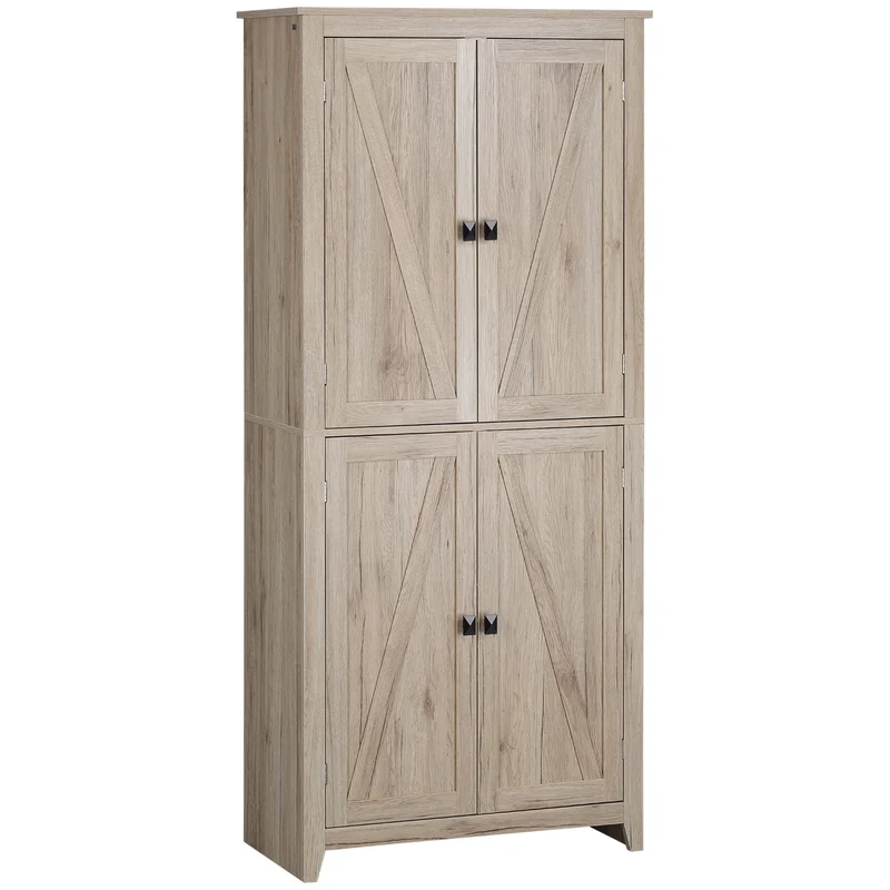 Meuble de cuisine Easycomfort à 4 portes avec étagères réglables et base en bois surélevée 80x40x182cm