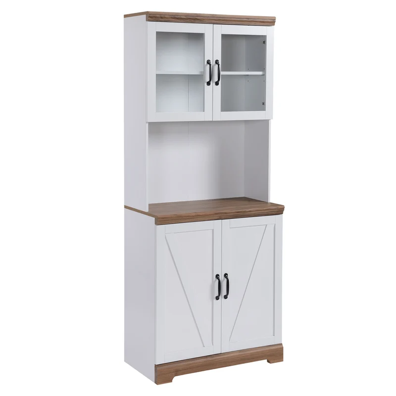 Garde-manger Easycomfort en MDF avec placards hauts et bas à 2 portes et plan de travail, 72 x 40 x 178 cm