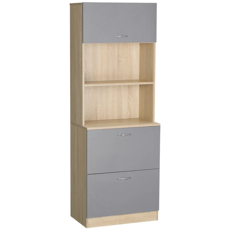 Buffet de cuisine moderne Easycomfort avec 2 tiroirs et un placard, en bois, 60 x 38 x 168 cm, gris