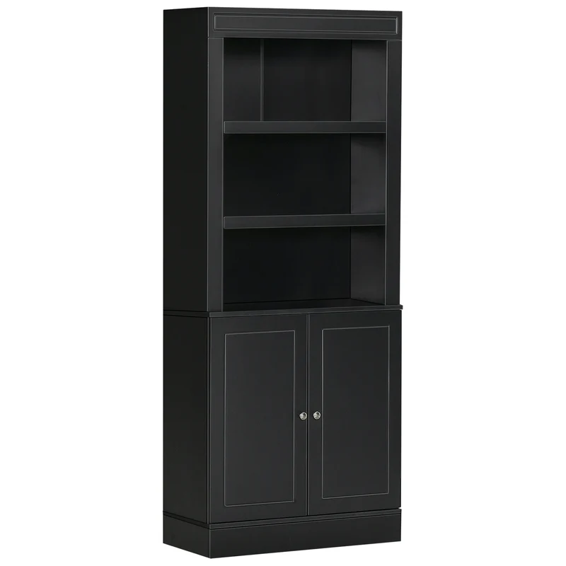 Buffet de cuisine en bois Easycomfort avec étagères et placard à 2 portes avec étagères réglables, 74,6 x 35,5 x 182,5 cm