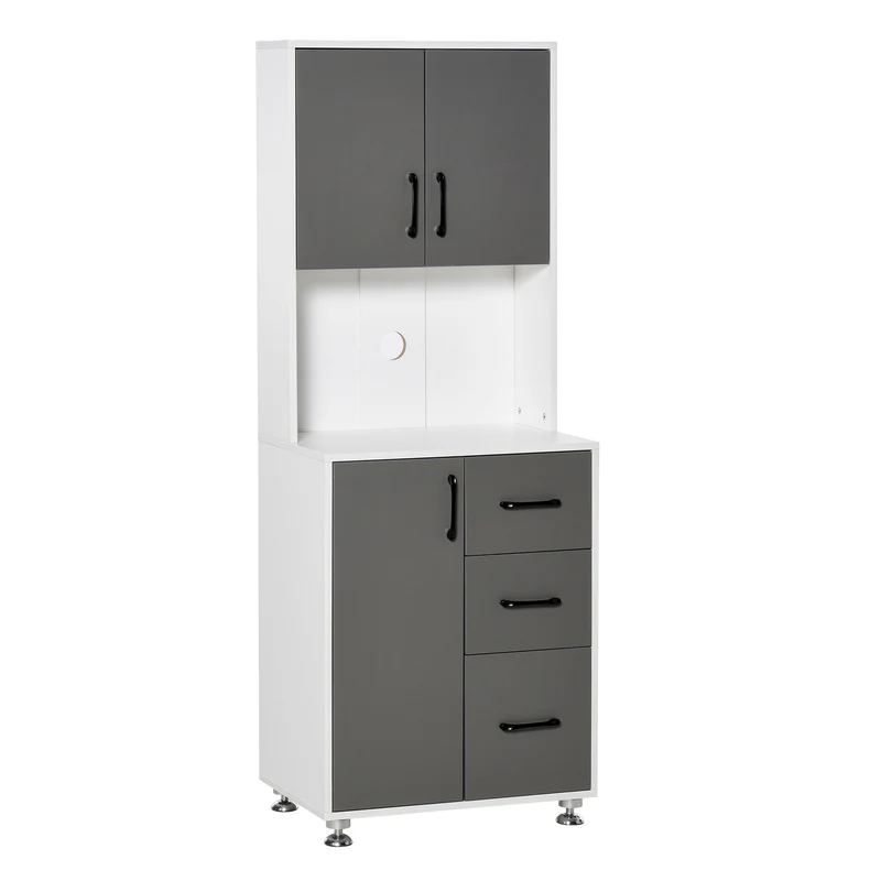 Buffet de cuisine haut Easycomfort au design moderne, meuble de rangement mobile en bois blanc et gris, 60 x 40 x 160 cm