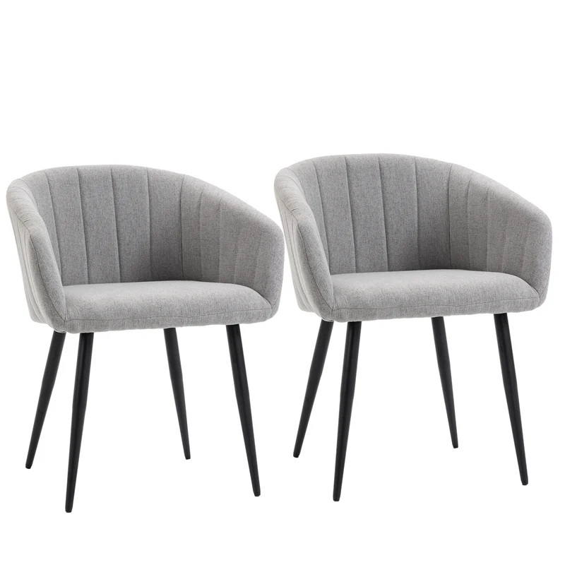 Ensemble de 2 fauteuils modernes EasyComfort avec revêtement en tissu, pour salon et détente - Gris clair
