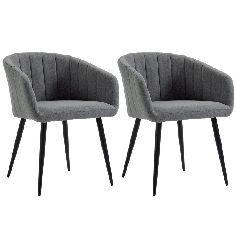 Easycomfort Set 2 Sedie Imbottite Moderne con Rivestimento in Tessuto per Soggiorno e Salotto, Grigio Scuro