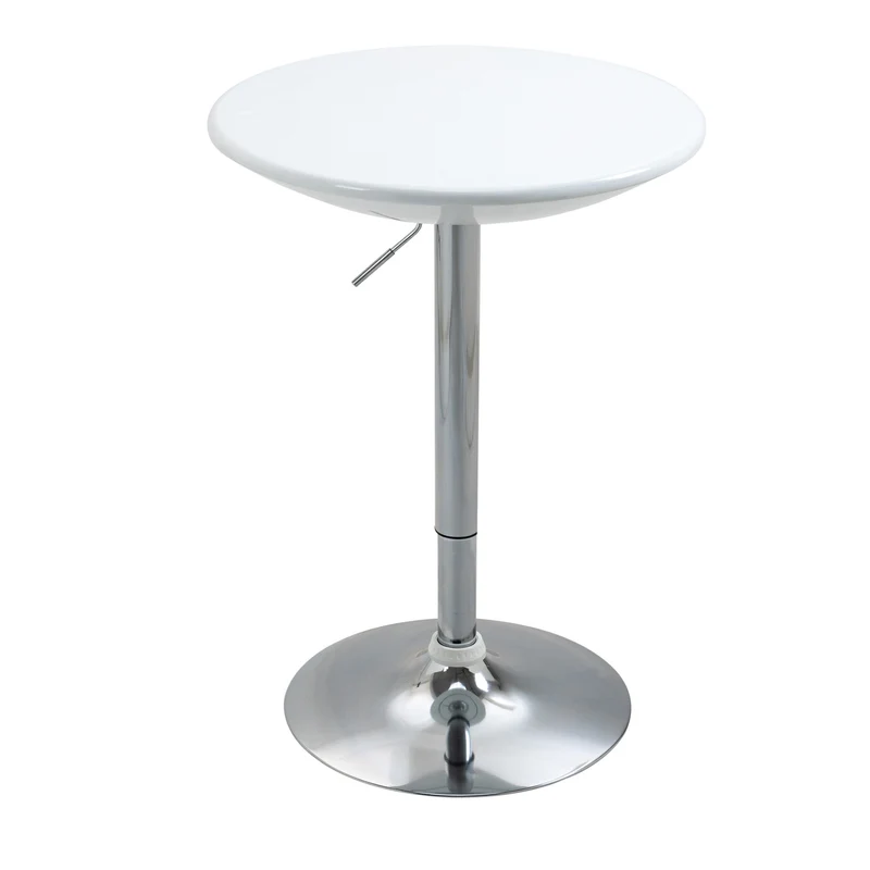 Table de bar ronde Easycomfort avec plateau pivotant, hauteur réglable par vérin à gaz et piètement en acier, 61 x 76-97 cm, blanche