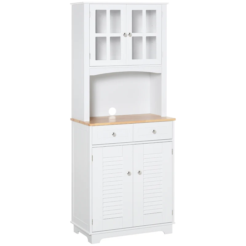 Buffet de cuisine haut Easycomfort, meuble de rangement en bois blanc, style classique, blanc, 68 x 39,5 x 170 cm