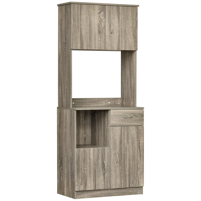 Buffet moderne Easycomfort pour cuisine ou salle à manger, meuble de rangement avec placards et tiroirs en bois, gris, 71 x 41 x 178 cm