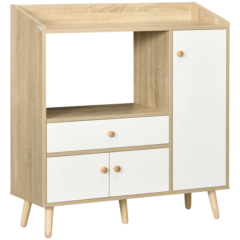 Meuble de cuisine Easycomfort pour micro-ondes avec 2 placards et un tiroir, 90 x 30 x 94 cm, panneaux de particules