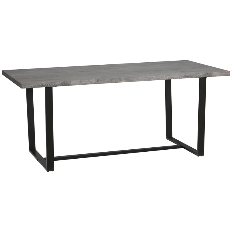 Table de salle à manger rectangulaire Easycomfort style industriel pour 8 personnes, 180 x 90 x 75 cm, grise et noire