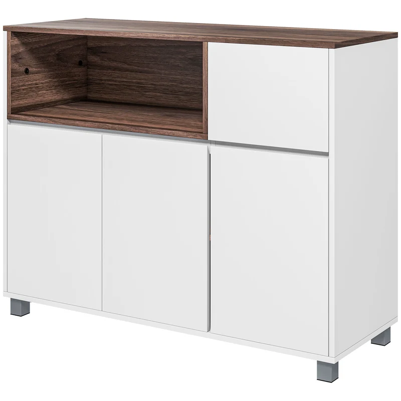 Buffet de cuisine moderne Easycomfort en bois avec placards, tiroir et compartiment ouvert, 105 x 39 x 83 cm, blanc