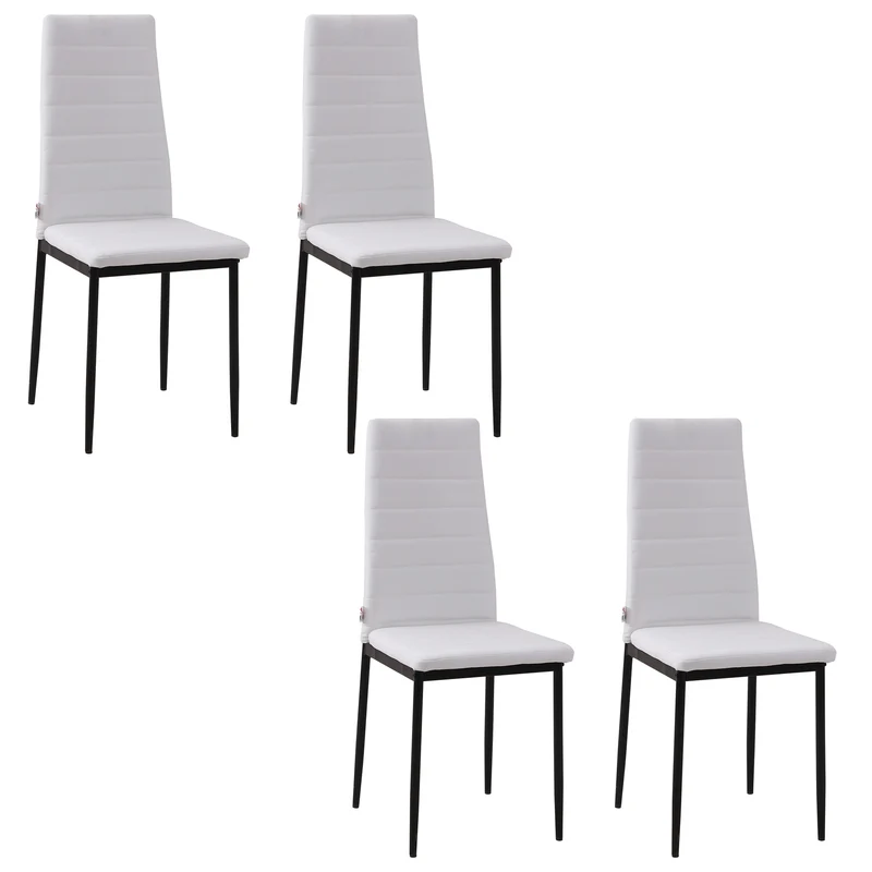 Ensemble de 4 chaises rembourrées Easycomfort pour salon ou salle à manger, chaises de cuisine modernes, en métal et tissu blanc