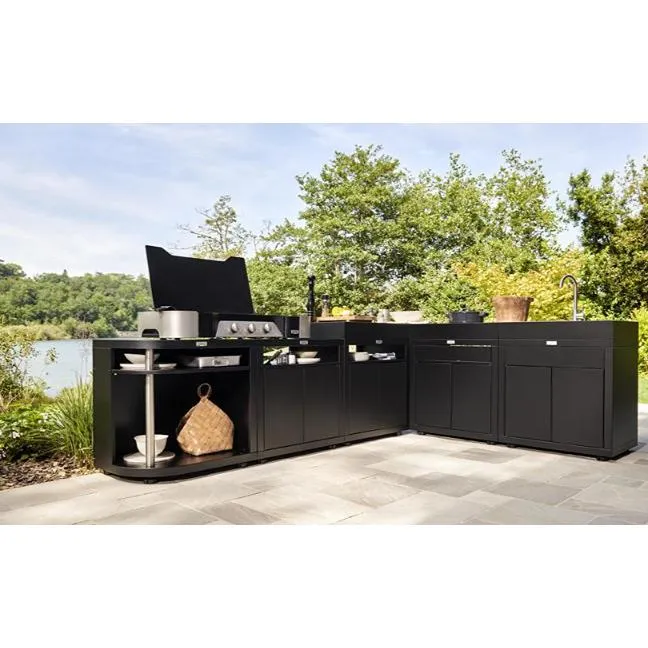 Le Marquier Meuble cuisson arrondi gauche 80 x 55 cm noir MC80ARGE13