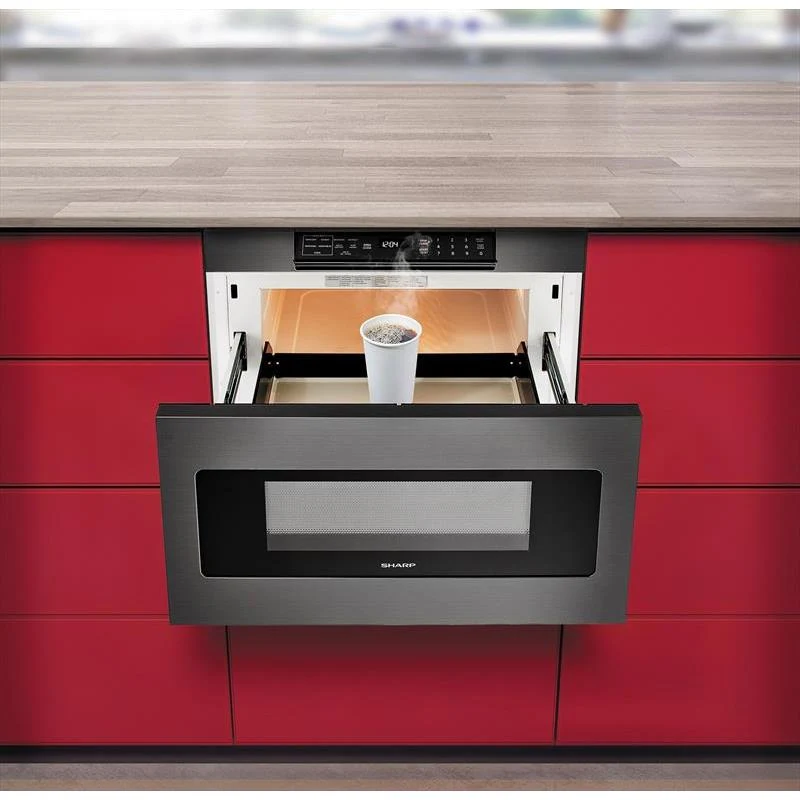 Sharp Four à micro-ondes tiroir encastré de 24 po, 1,2 pi cu avec système d'ouverture automatique SMD2477AHC